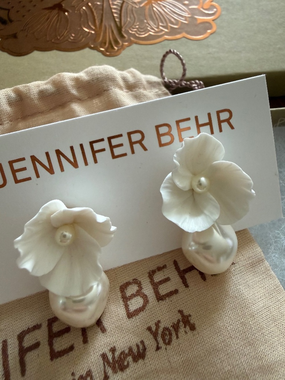 Jennifer Behr Clarabel Earrings - cream